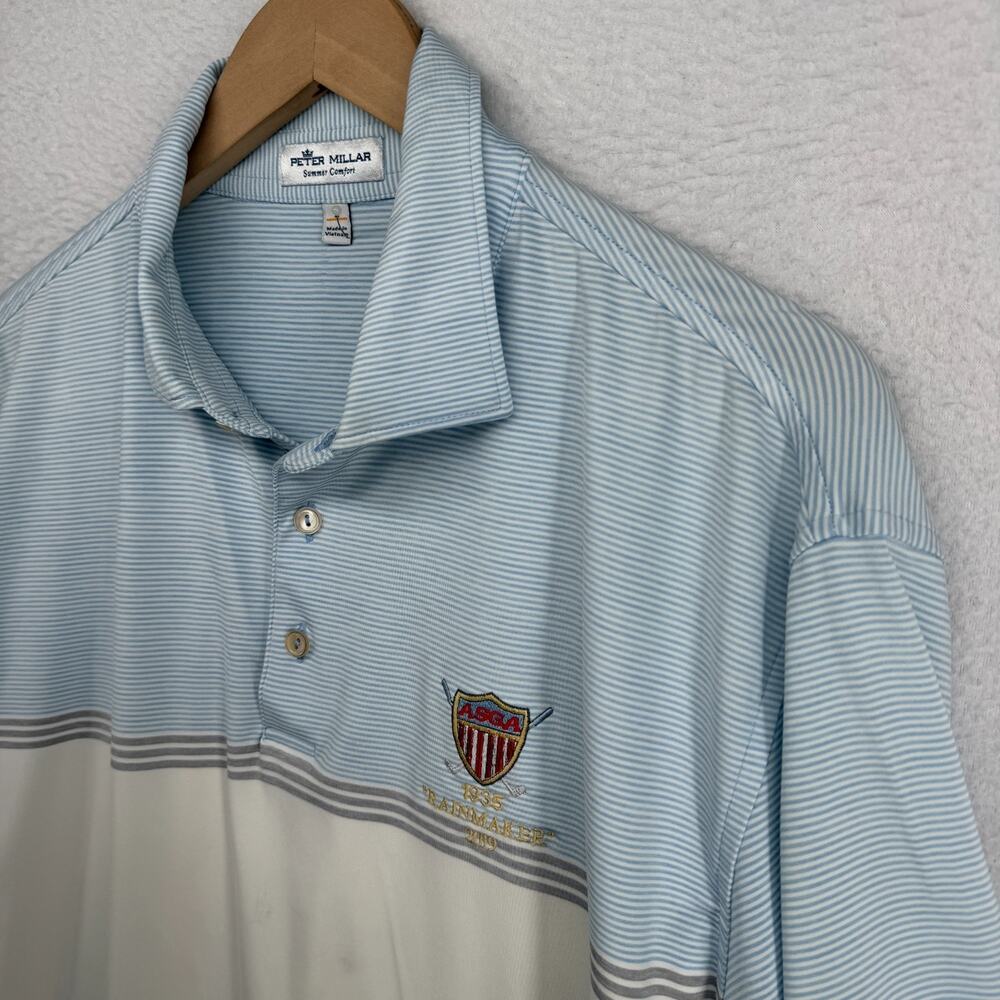 ASGA Shirt Men L PETER MILLAR Summer Comfort Polo Golf Rainmaker 2019 Blue